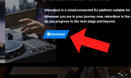 Rekordbox site download button