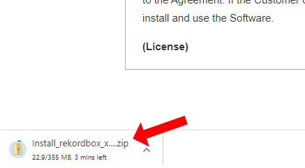 Chrome browser downloading Rekordbox install file