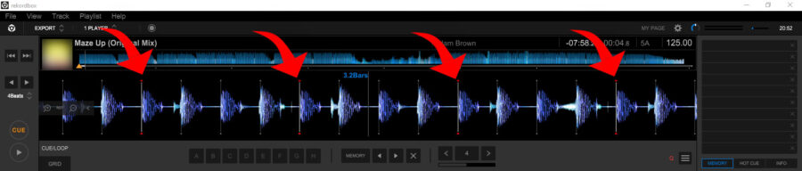 Beat grid shows first beat of a bar