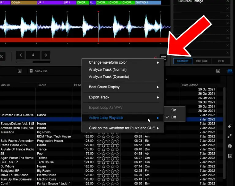 How an Active Loop works in Rekordbox DeeJay Plaza