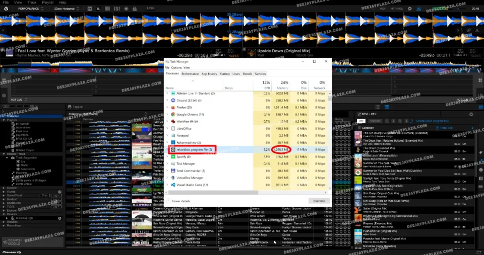 memory usage rekordbox performance mode