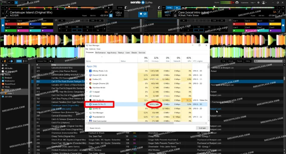 Serato DJ memory usage